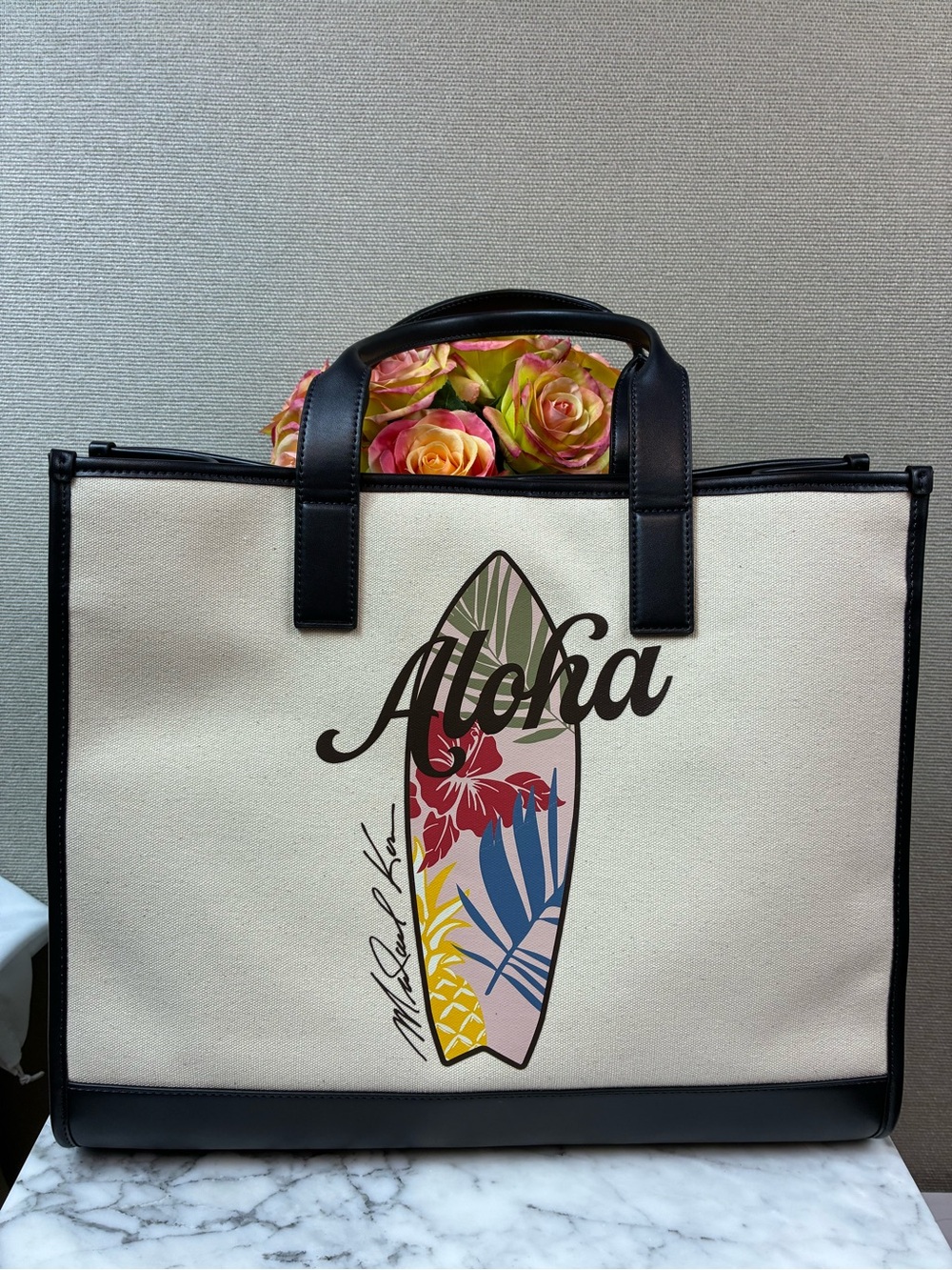 Michael Kors Hawaii Exclusive Aloha Surfboard Canvas Cooper Tote - Super Rare!